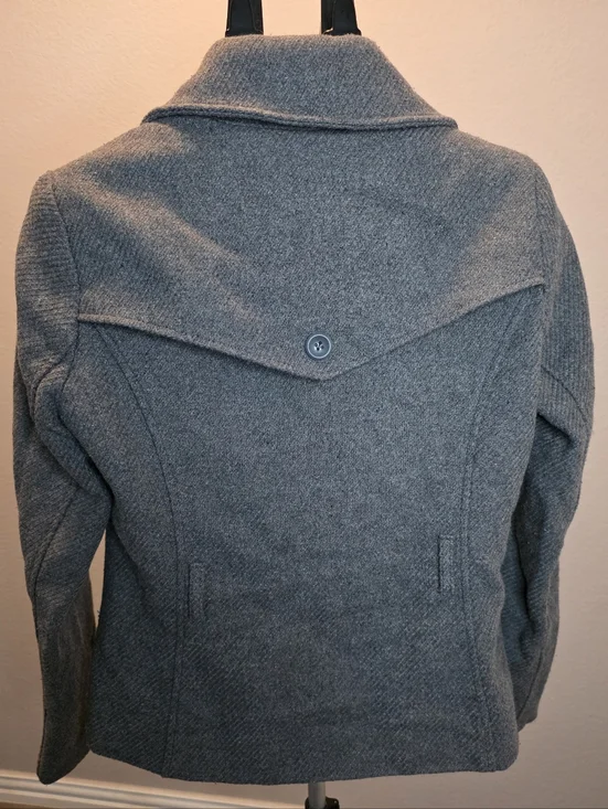 Old Navy Gray Peacoat Women’s Small Double Breasted Wool Blend Jacket Classic - Picture 2 of 4